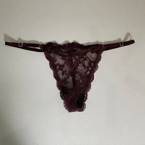 Victoria's Secret‎ Dream Angels Lace V String Thong Panty Small Chocolate Brown
